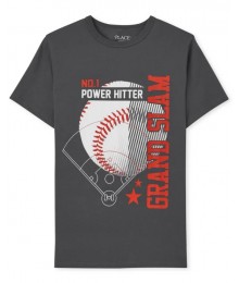 Childrens Place Grey No 1 Power Hitter Graphic Tee